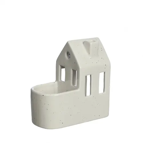 Keramický kvetináč domček krémový 13 × 7 × 14 cm