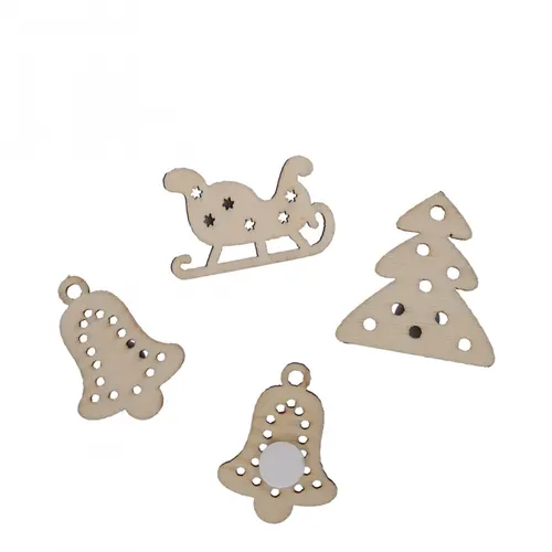 Vianočná dekorácia Sticker Christm. drevo mix béžová 2,5 cm