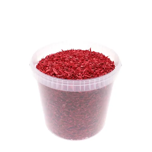 Dekoračná drť drevo chips červená 8 mm, 10 l