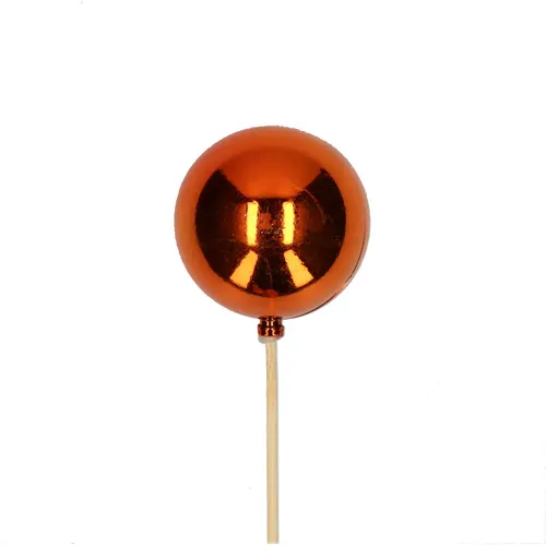 Vianočná guľa oranžová na zápichu ⌀ 6 cm