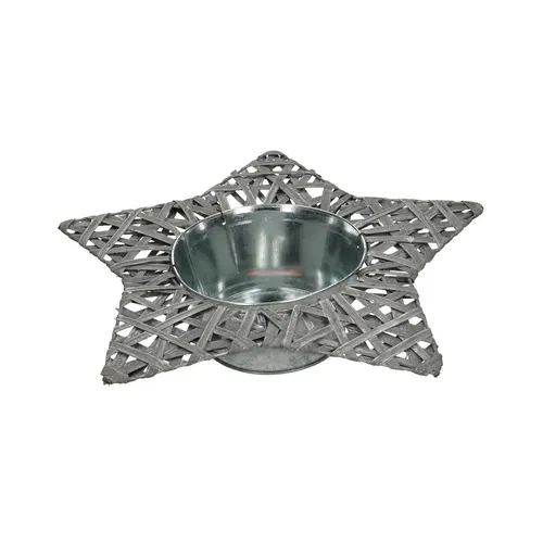 Vianočná dekorácia zinok bowl+star sivá ⌀ 32 až 14 × 7 cm