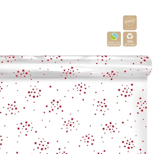 Vianočná baliaca rolka Starry Clayrton červená 70 cm, návin 50 m