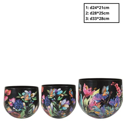 Kov Midnight kvetináč čierna ⌀ 33 × 28 cm, sada 3 ks