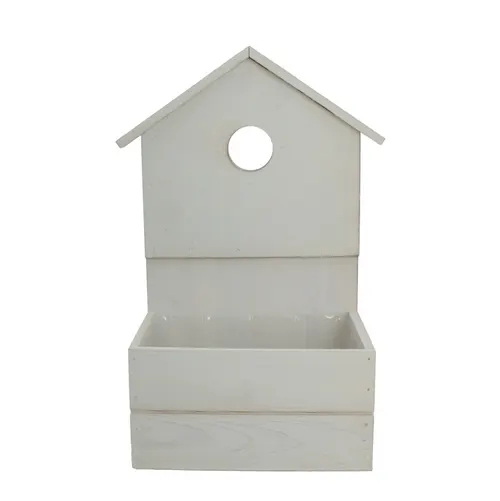 Drevený kvetináč domček biely 19 × 13 × 10 cm