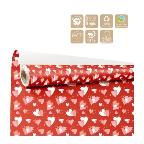 Valentínsky baliaci papier Flamme Clayrton červený 80 cm, návin 40 m