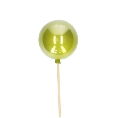 Perleťová vianočná guľa zelená na zápichu ⌀ 6 cm