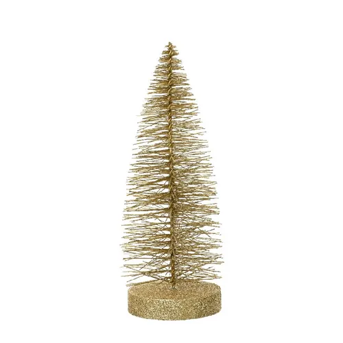 Vianočná dekorácia stromček brush glitter zlatá ⌀ 8 × 20 cm
