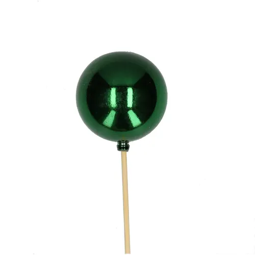 Vianočná guľa zelená na zápichu ⌀ 6 cm