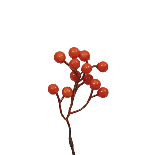 Vianočná vetvička s bobuľami oranžová 17 cm
