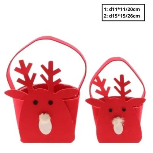 Vianočná dekorácia taška reind.felt červená ⌀ 15 cm, sada 2 ks