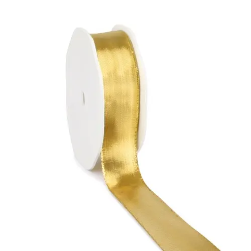 Vianočná dekorácia stuha metalický zlatá návin 25 m, 25 mm