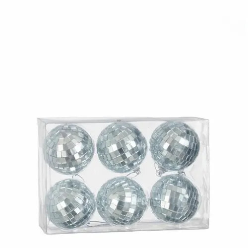 Zrkadlové vianočné gule strieborné 60 mm