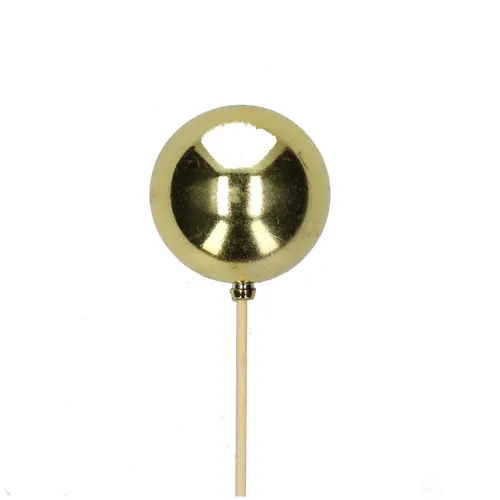 Vianočná guľa zlatá na zápichu ⌀ 6 cm