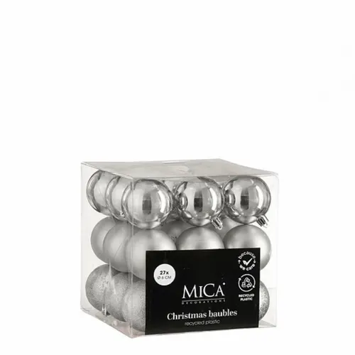 Plastové vianočné gule strieborné 60 mm