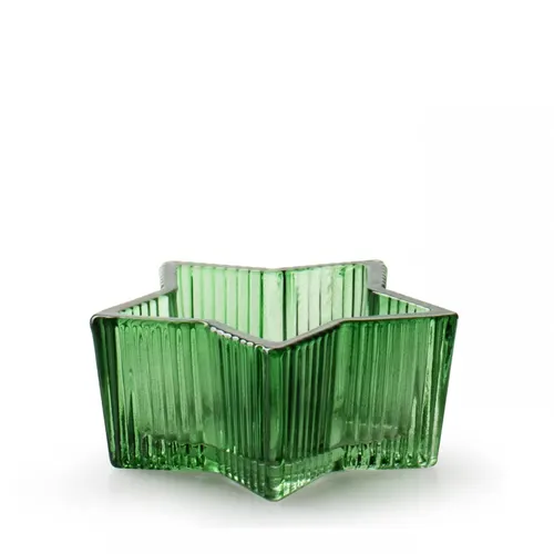 Vianočná dekorácia Tea light držiak hviezda zelená ⌀ 8,5 × 4 cm