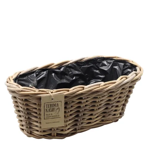 Ratanový podlhovastý košík Terima hnedý 45 × 22 × 13 cm