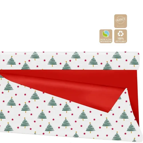 Vianočná baliaca fólia Duo Mat Alberi Clayrton dvojfarebná 80 cm, návin 25 m