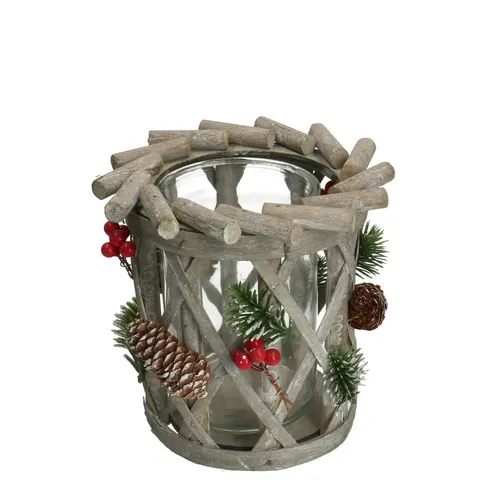 Vianočná dekorácia sklo kvetináč Christm. sivá ⌀ 10 až 18 × 17 cm