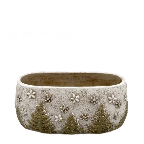 Vianočná dekorácia keramika Xmas tácka sivá 24 × 12 × 10,5 cm