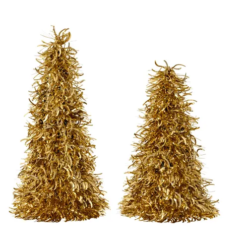 Vianočná dekorácia stromček shiney zlatá ⌀ 11 × 30 cm, sada 2 ks