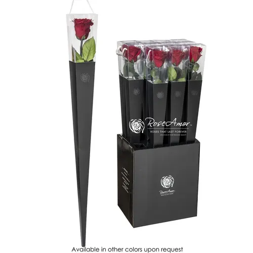 Stabilizovaná ruža Lori na stonke v kornúte ⌀ 6 cm 70 cm, červená RED01
