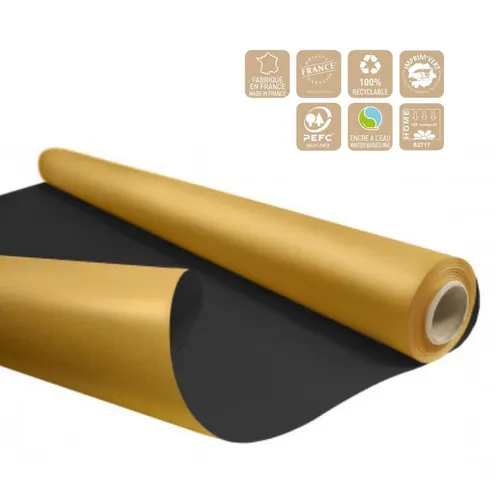 Obojstranný baliaci papier Duo zlatý 80 cm, návin 40 m