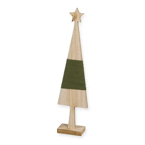 Vianočná dekorácia stromček drevo lano zelená ⌀ 8 × 35 cm