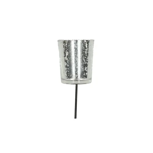 Svietnik sklo tealighth./pin strieborná ⌀ 5 cm