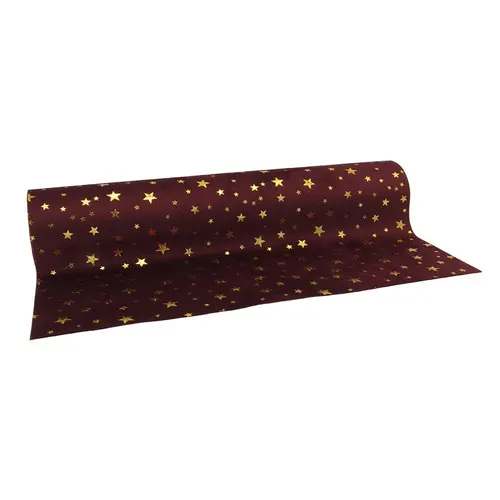 Vianočná dekorácia Table runner hviezdy bordová návin 2,5 m, 280 mm