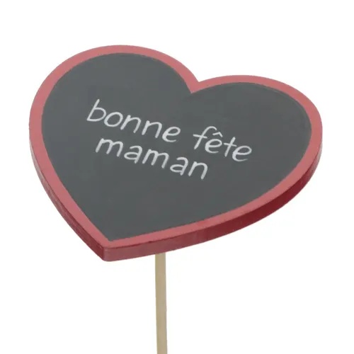 Srdce Bonne fête červené na zápichu 50 cm