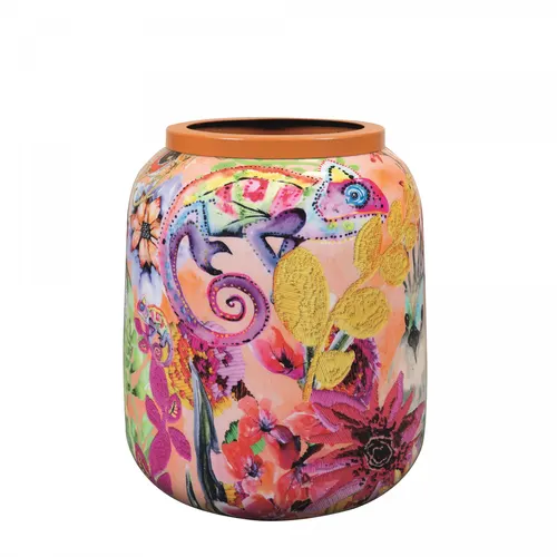 Kovová váza Tropical mix farieb ⌀ 21 × 24 cm
