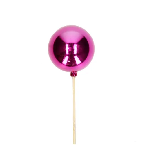 Vianočná guľa fuksiová na zápichu ⌀ 6 cm