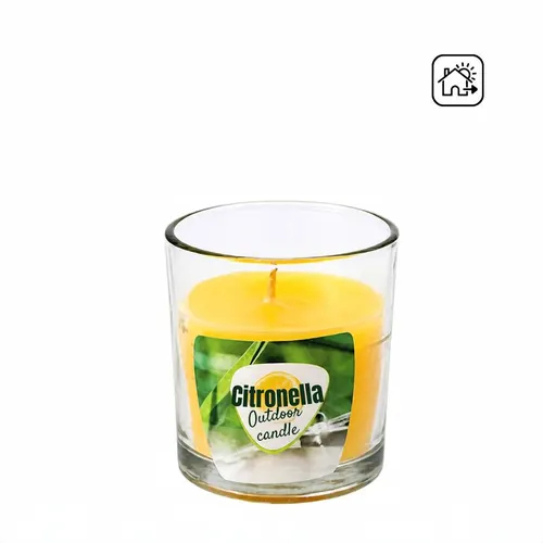 Sviečka s citronelou v skle žltá ⌀ 7 × 8 cm