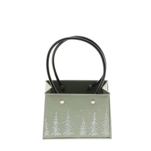 Vianočná dekorácia zinok Baggy tácka zelená 15 × 7 × 11,5 cm