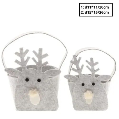 Vianočná dekorácia taška reind.felt sivá ⌀ 15 cm, sada 2 ks
