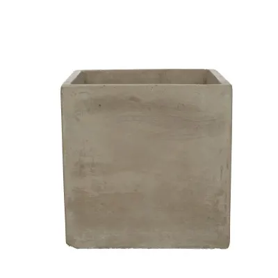 Keramický hranatý kvetináč s kamenným povrchom sivý ⌀ 14 × 14 cm