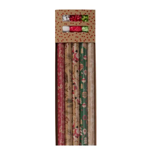 Vianočný baliaci papier so stuhou mix farieb 70 cm