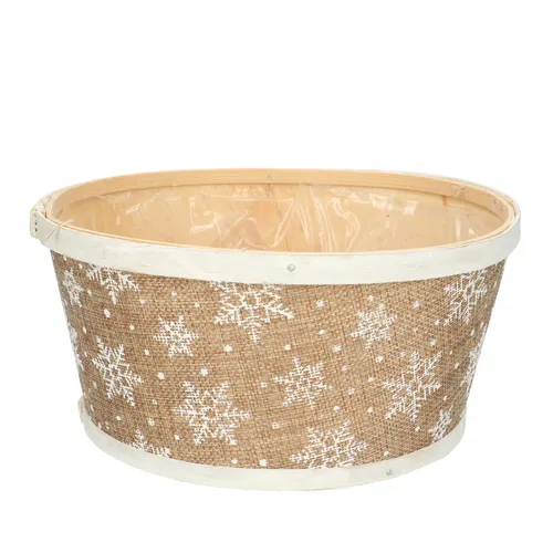 Vianočná dekorácia drevo Snowflake tácka hnedá ⌀ 22 × 11 cm