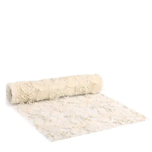Vianočná dekorácia Table runner Florette krémová návin 2 m, 280 mm