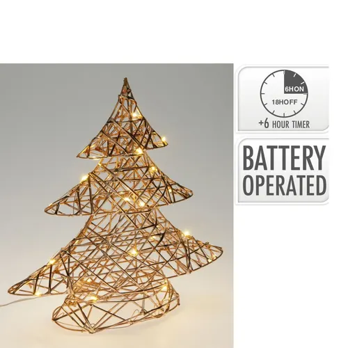 Vianočná dekorácia LED stromček zlatá 30 × 30 cm