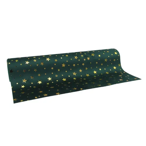 Vianočná dekorácia Table runner hviezdy zelená návin 2,5 m, 280 mm