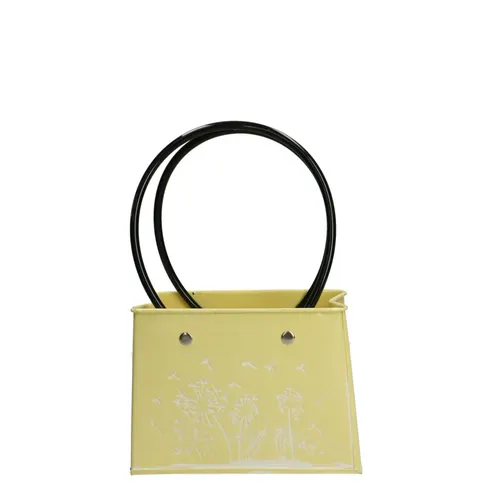 Zinková tácka Baggy s kvetom žltá 14 × 7 × 11 cm