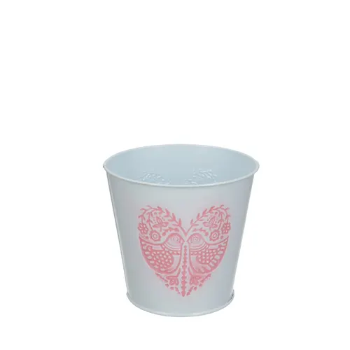 Zinkový kvetináč Lovebird biely ⌀ 12,5 × 11,5 cm