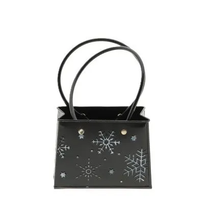 Vianočná dekorácia Zink Baggy tácka čierna 15 × 7 × 11,5 cm