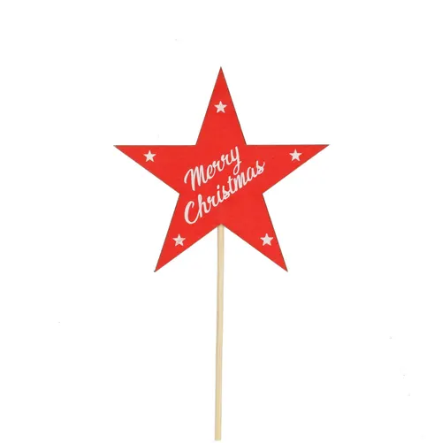 Hviezda Merry Christmas červená na zápichu 50 cm