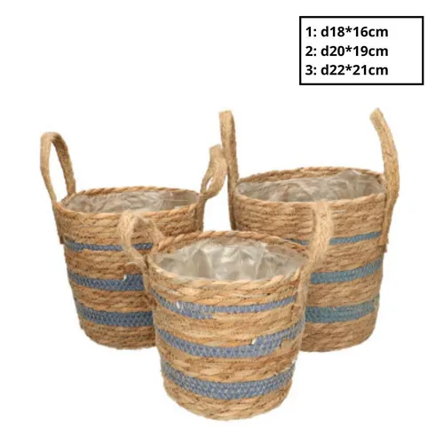 Košíky na kvetináč Zola modré ⌀ 22 × 21 cm, sada 3 ks