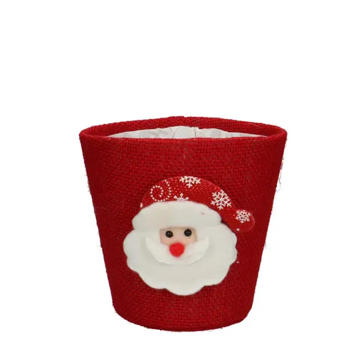 Vianočná dekorácia obal na kvetináč Santa červená ⌀ 13,5 × 13 cm
