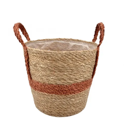 Košík Stripe kvetináč hnedá ⌀ 22 × 21,5 cm