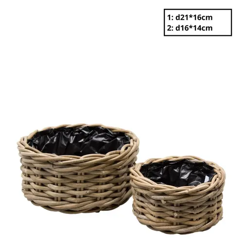 Ratanové podlhovasté košíky Terima hnedé ⌀ 21 × 16 cm, sada 2 ks