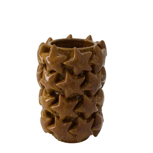 Keramická váza s hviezdami hnedá ⌀ 17 × 26 cm